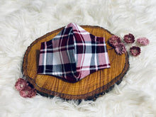 Load image into Gallery viewer, Burgundy Plaid-Three Layer, Anti-Fluid Face Mask