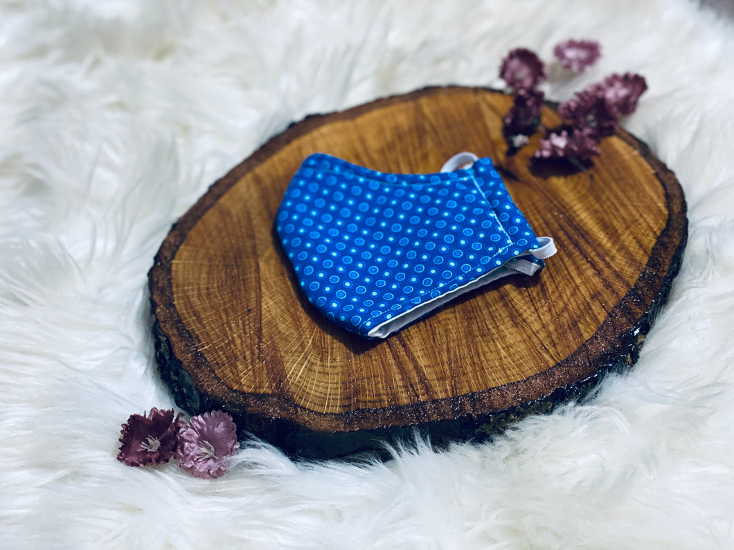 Dotted Blue- Three Layer, Anti-Fluid Face Mask