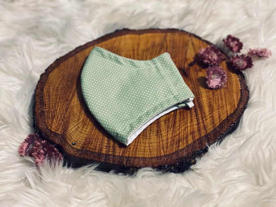 Dotted Green-Three Layer, Anti-Fluid Face Mask
