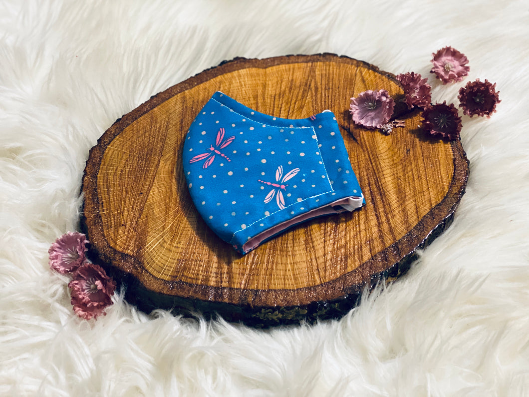 A Turquoise Dragonfly: Three Layer, Anti-Fluid Face Mask